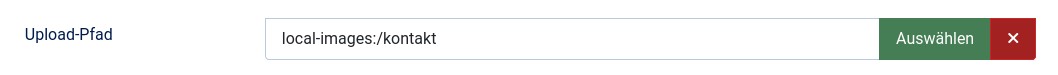 Auswahlfeld für Bild Upload-Pfad in der Konfiguration